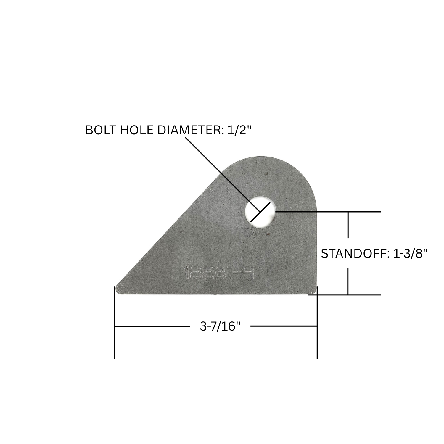 SDHQ Built Frame Mount Tab | 1/4" Thick, 1/2" Bolt Hole, 1-3/8" Standoff