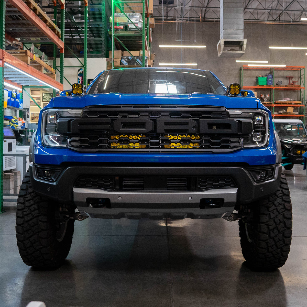 2024+ Ford Ranger/Ranger Raptor Dual 10" Behind The Grille Light Bar Mount installed