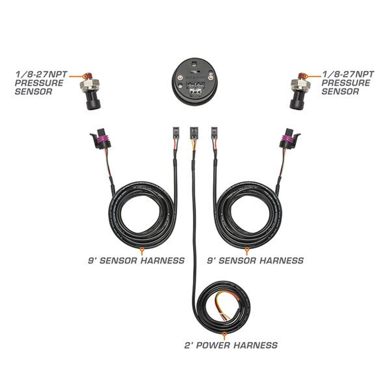 10 Color Digital Dual Air Pressure Gauge Sensors and Harnesses Display