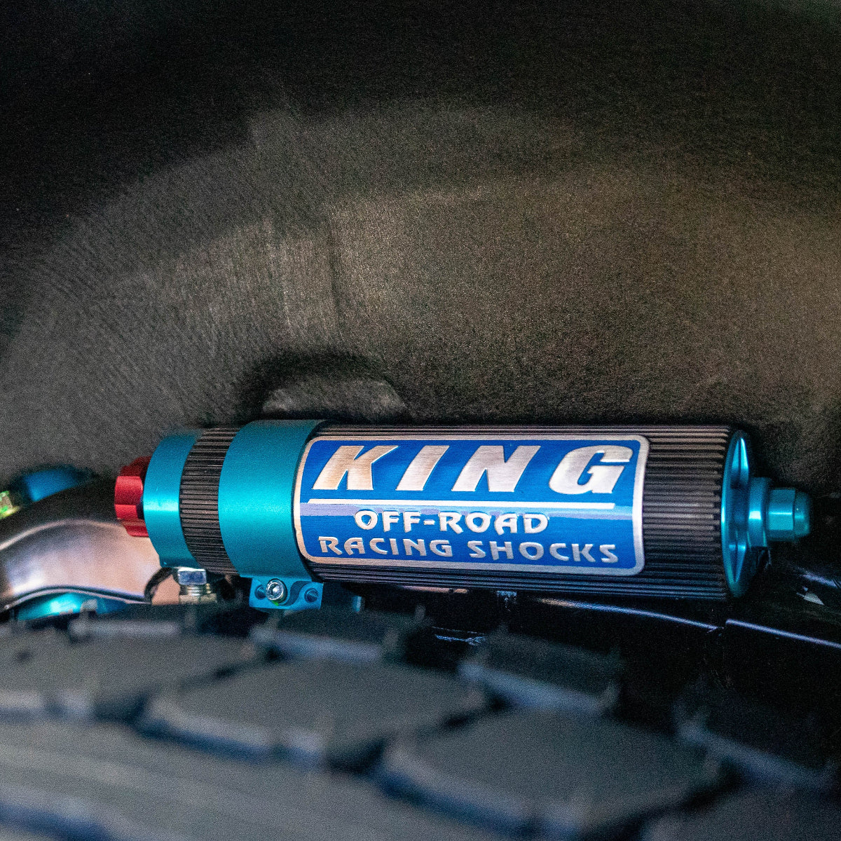 2021+ Bronco King rear coilover with compression adjuster and finned remote reservoir, installed picture