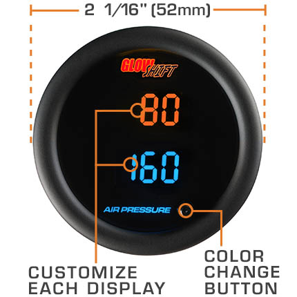 10 Color Digital Dual Air Pressure Gauge Size Display