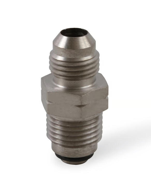 Earl's -6 AN Male to 16mm x 1.50 Male Front View Silver