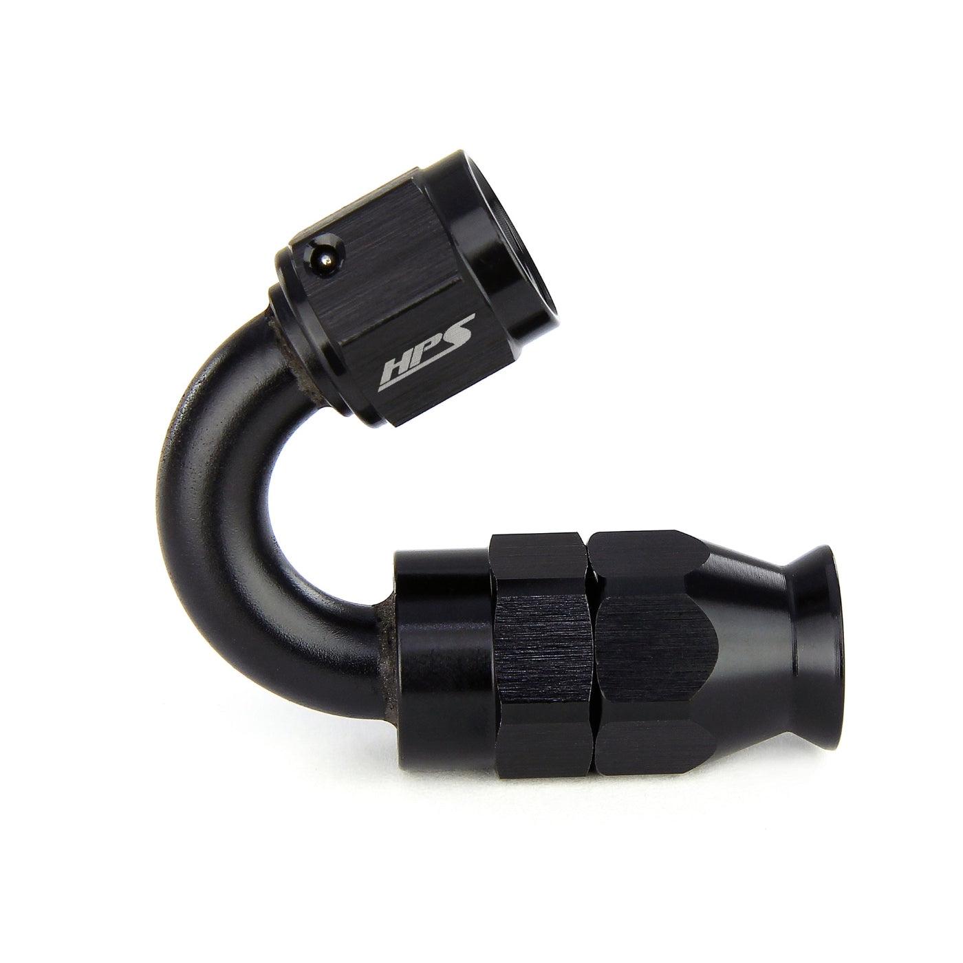 HPS Performance 150 Degree -4 Compression Double Swivel Hose End to AN Female, Aluminum, Black