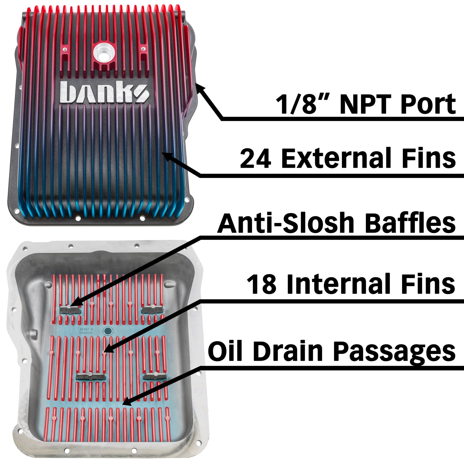 '01-19 Chevy/GMC 2500/3500 Ram-Air Transmission Pan Diagram of Beneficial Parts