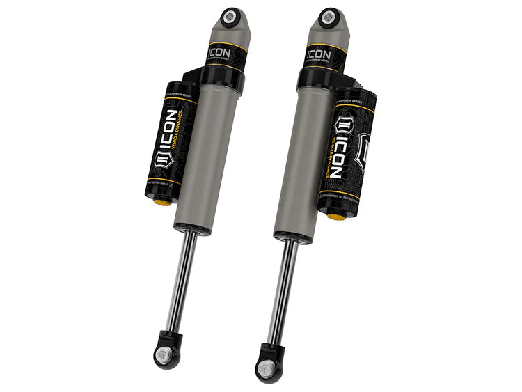 ICON 2001-2026 GM 2500/3500 HD, 0-1" Lift/2007-2018 GM 1500, 4" Lift, Rear, V.S. 2.5 Aluminum Series Shock Absorbers, Piggyback Reservoir, Pair