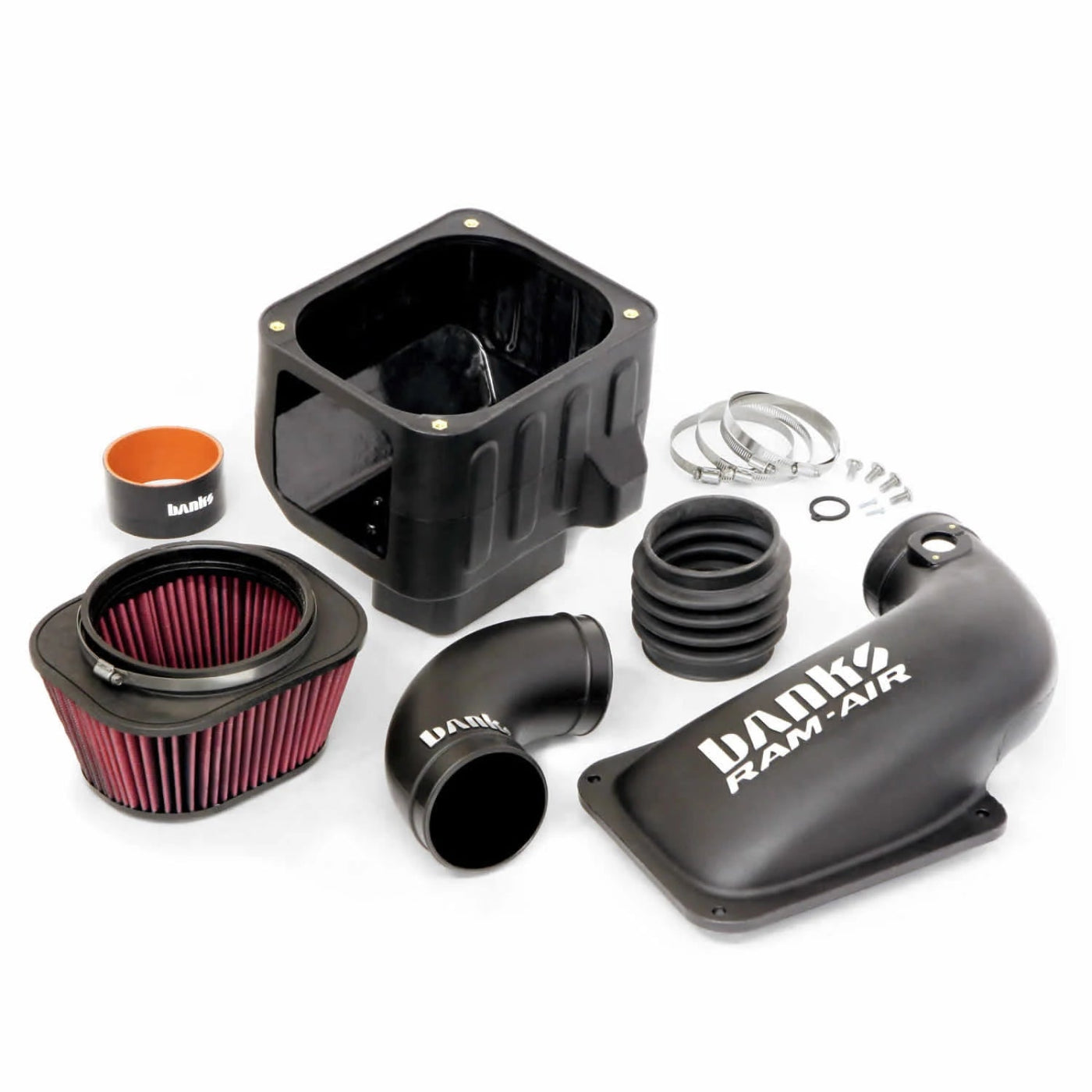 Banks Ram-Air® Oiled or Dry Filter, Cold Air Intake System Front View Red