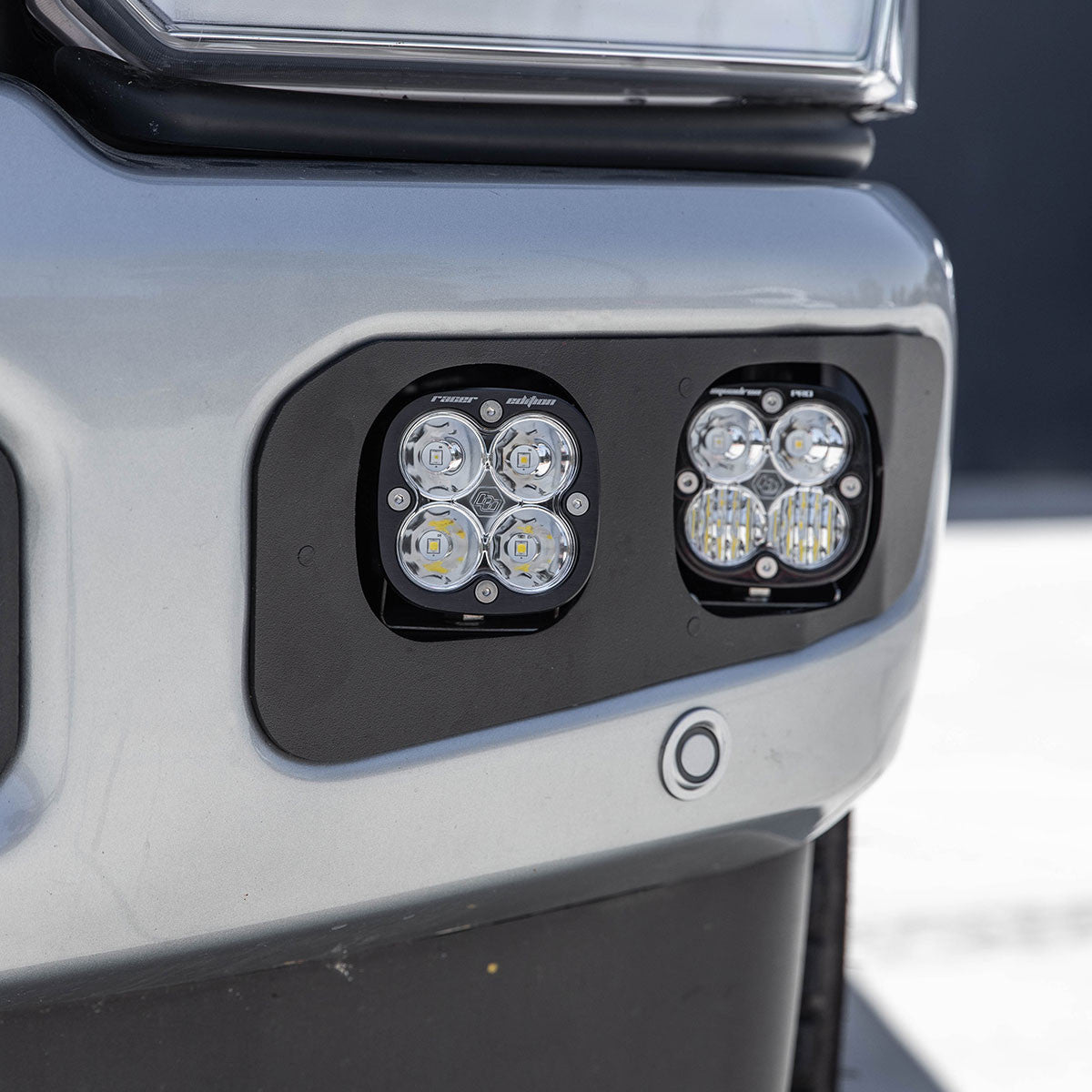 '23+ F250/F350 Squadron Racer/Squadron Pro "Unlimited" Dual Fog Pocket Light Kit Close-up Display on Vehicle