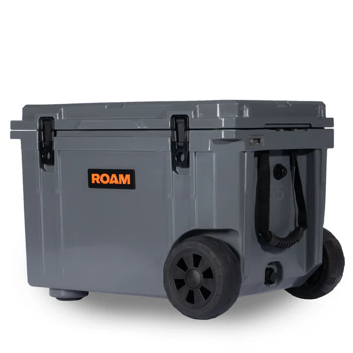 55QT Rolling Rugged Cooler Side View Grey