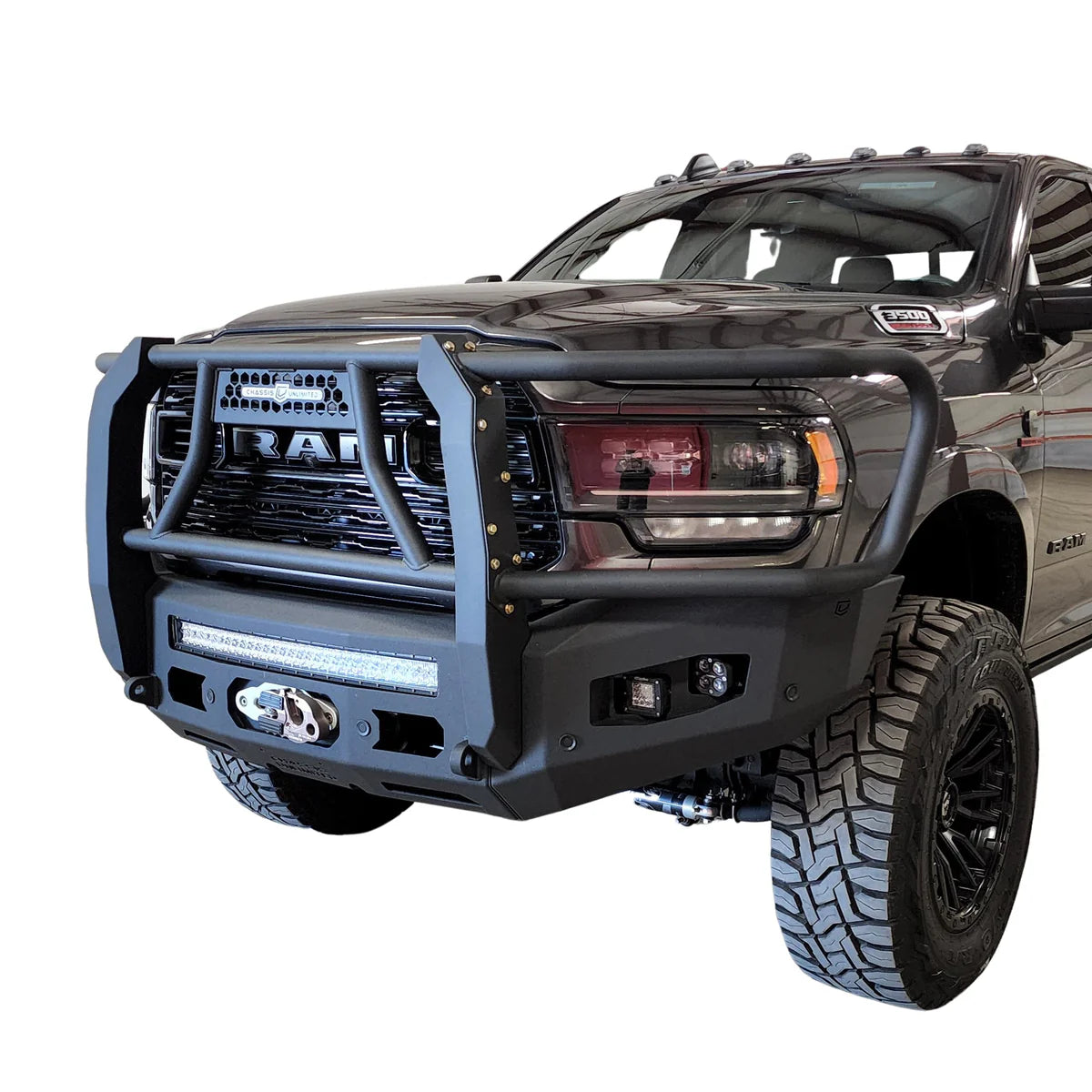 2019-2025 RAM 2500/3500 ATTITUDE FRONT WINCH BUMPER W/ GUARD Front View