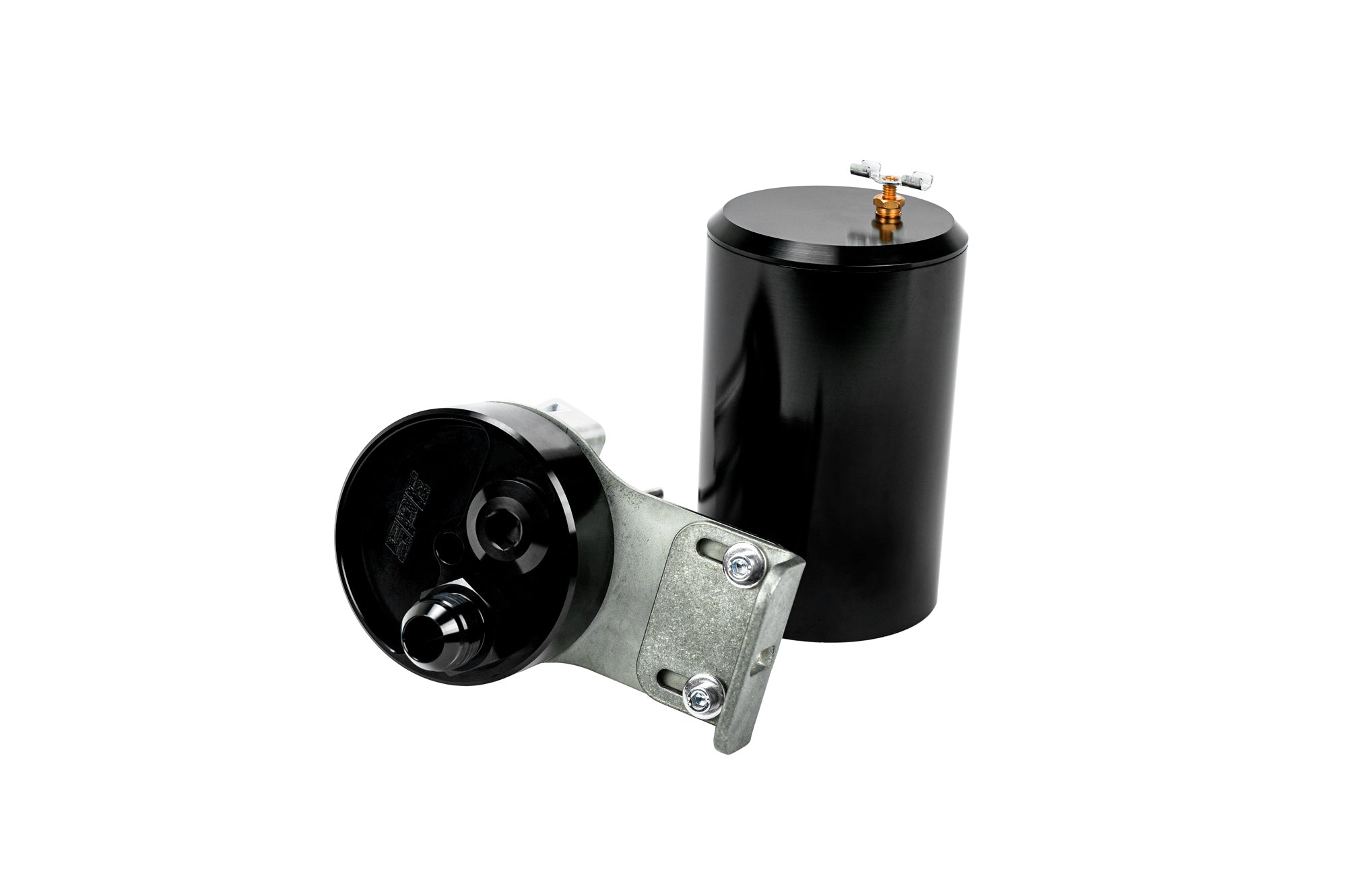 SPE Motorsport 6.7L Powerstroke External CCV Catch Can Front View