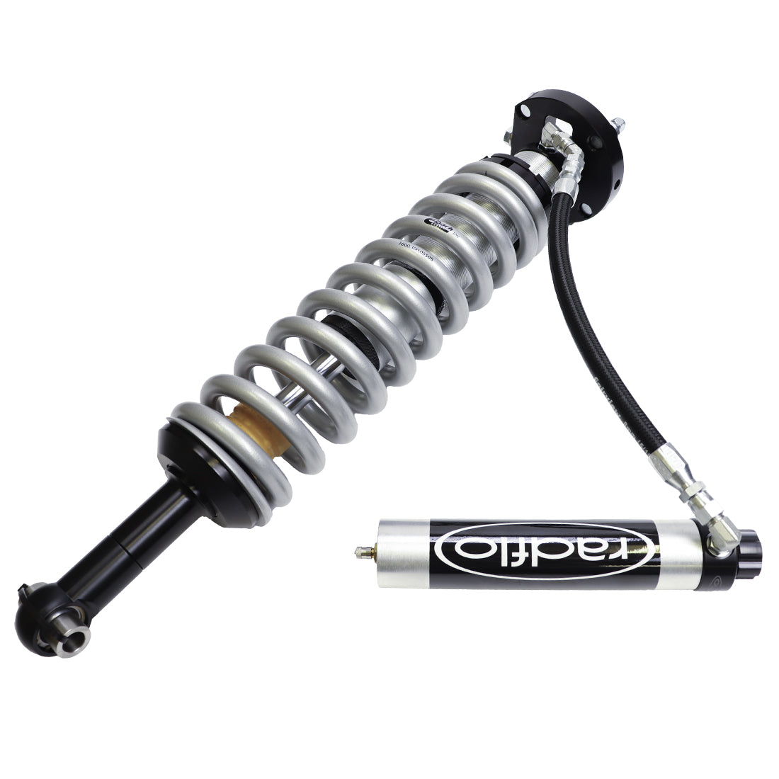 Radflo 2.5 Front Coilover Kit Toyota Tacoma 2024+ With Remote Reservoir And Compression Adjuster Extended For Use With Aftermarket Upper Control Arms 2.5″ Lift