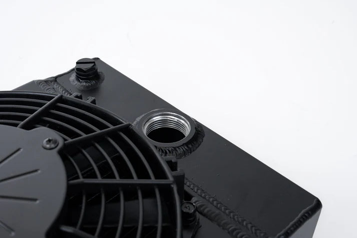 The KING Cooler - Ultimate Drag Race Radiator w/ SPAL Fan & Mounting Kit Front View