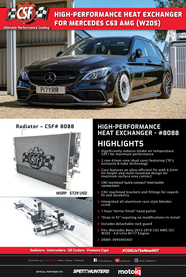 Mercedes AMG GT/R/C / W205 C63 / W213 E63 / GLC63 Heat Exchanger w/ Rock Guard