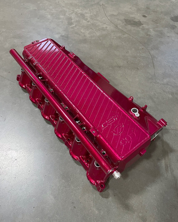 BMW Gen 1 B58 Charge Air Cooler Manifold Front View Red