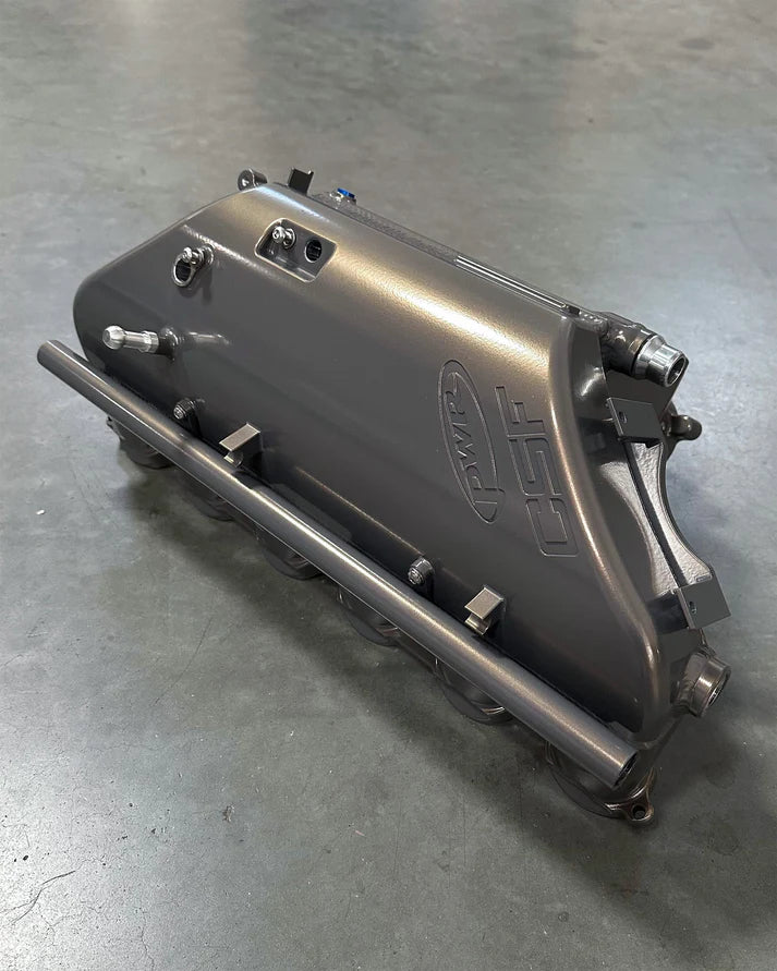 BMW S58 "Level-Up" Charge Air Cooler Manifold Front View Grey