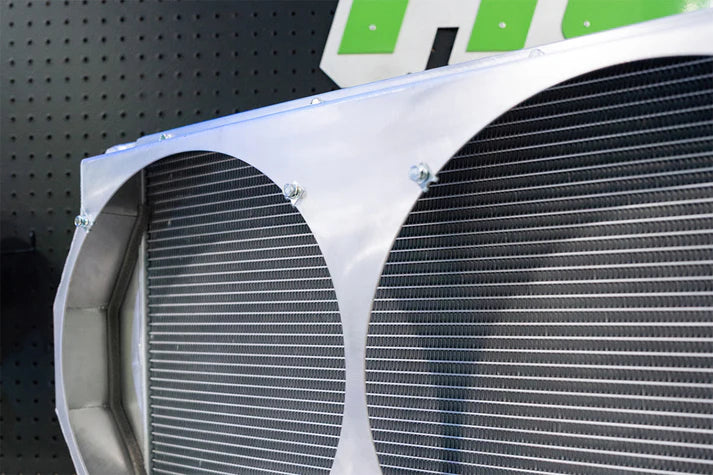 Motorsport Dual-Pass Radiator with Shroud + 14" SPAL brushless fans & harnesses