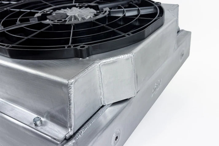 Motorsport Dual-Pass Radiator with Shroud + 14" SPAL brushless fans & harnesses