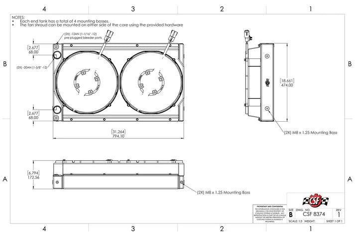 Motorsport Dual-Pass Radiator with Shroud + 14" SPAL brushless fans & harnesses