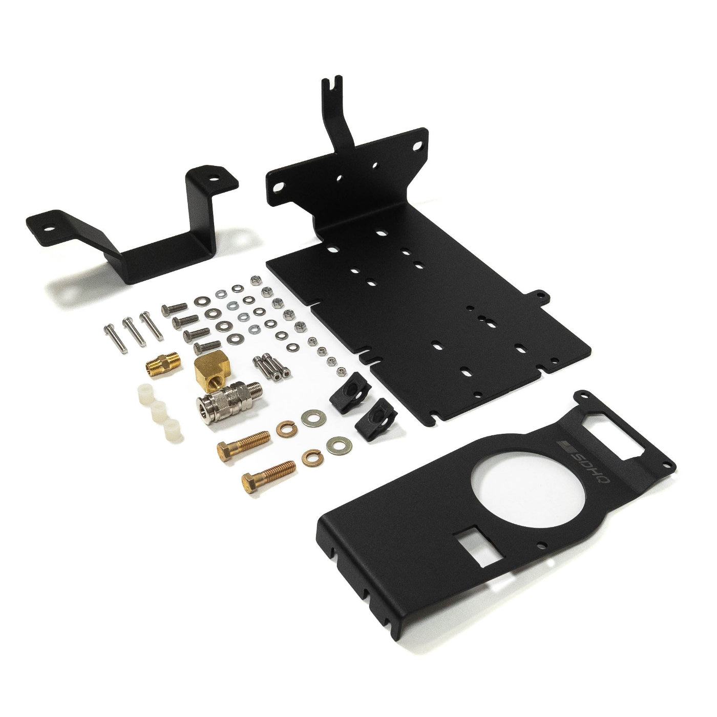 '21-25 Ford Bronco SDHQ Built ARB Air Compressor Mount display of included parts and hardware