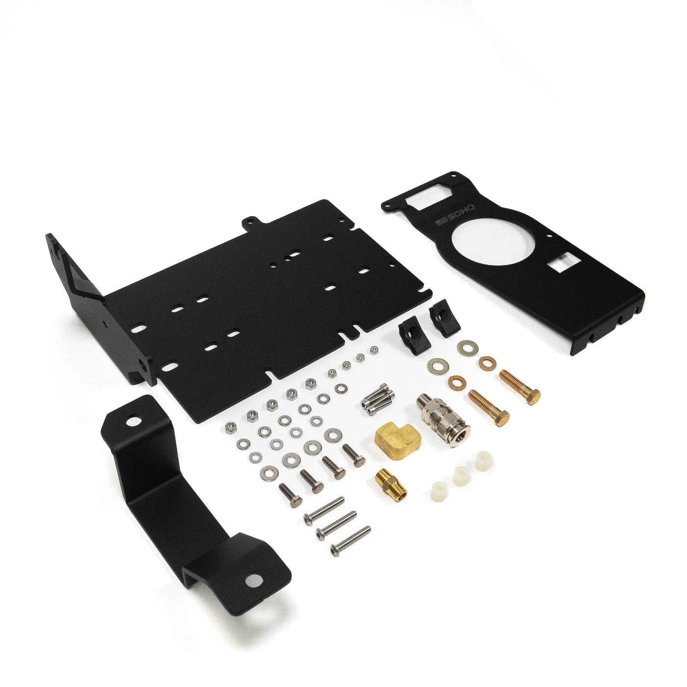 '21-25 Ford Bronco SDHQ Built ARB Air Compressor Mount display of included parts and hardware