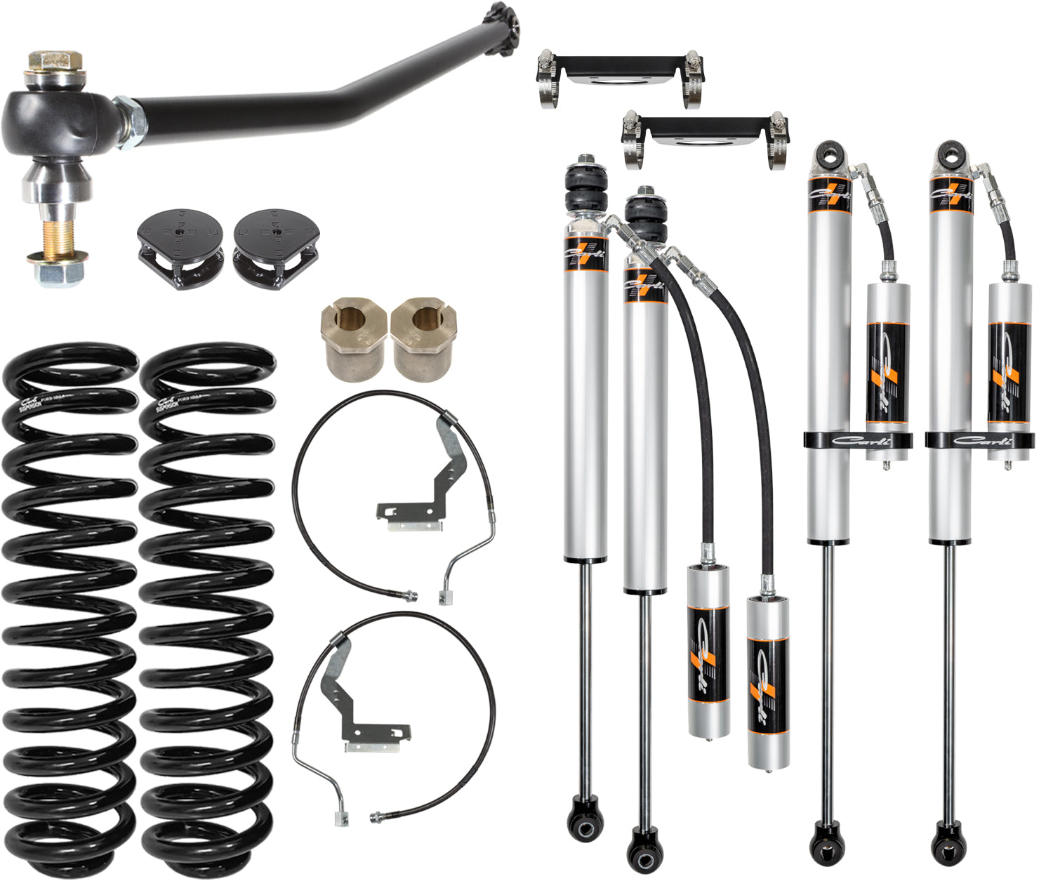 '17-22 Ford F250/350 Carli 2.0 Backcountry System 2.5" Lift Display of Included Parts