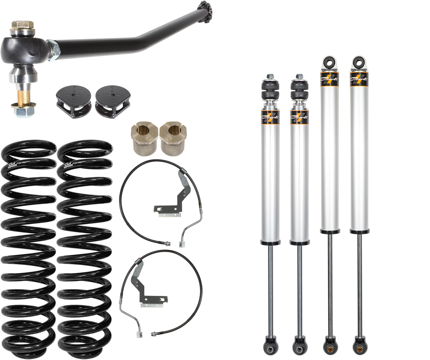'17-22 Ford F250/350 Carli 2.0 Commuter Suspension Leveling Kit Display of Included Parts