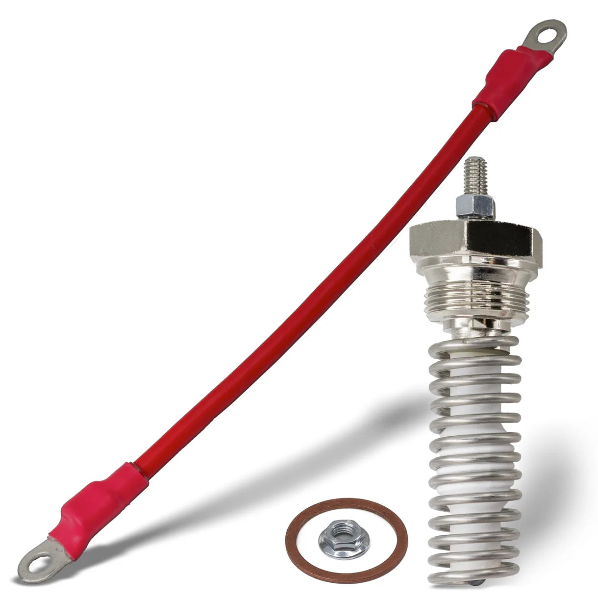 Banks Dual Heater Upgrade Kit Includes 750-watt high-performance coil heater, copper washer, and cable. Front View