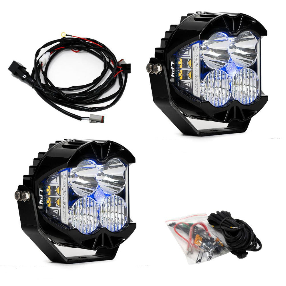 LP4 Pro, Pair Driving/Combo LED, Blue Backlight Baja Designs Display of Included Parts