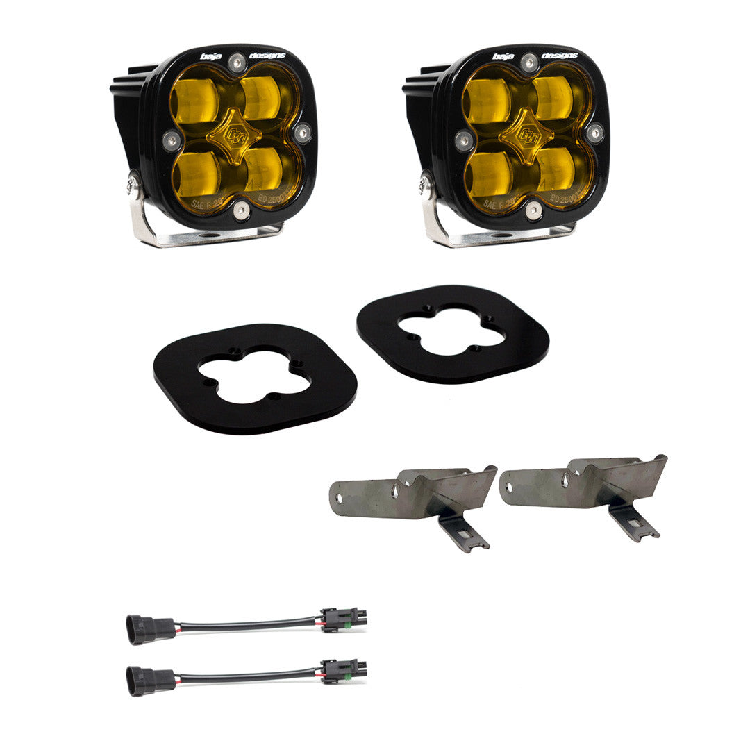 Ford Squadron SAE Fog Pocket Light Kit - Ford 2011-16 F-250/350 Super Duty Front View Amber