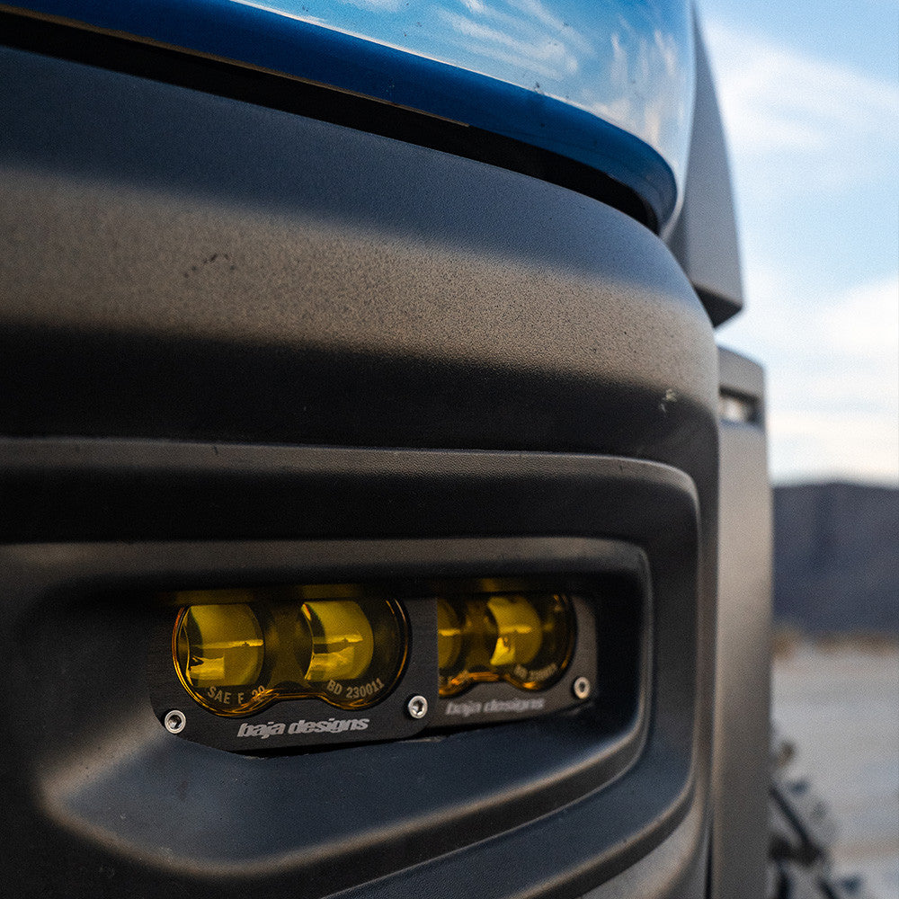 21+ Ram TRX/19-22 Ram 1500 Rebel Dual S2 SAE Fog Pocket Light Kit Amber close-up Display on Vehicle