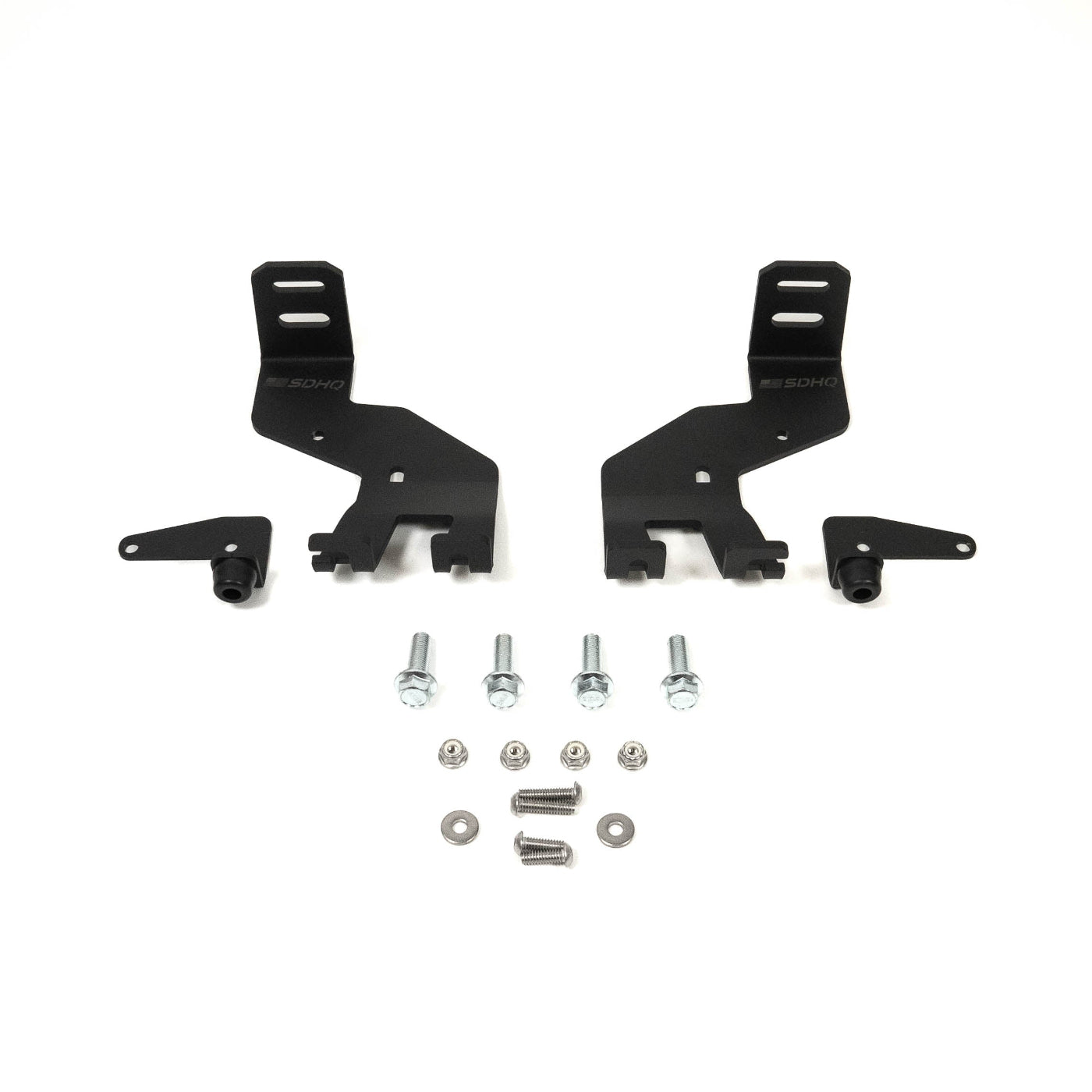 SDHQ Built '24-25 GX550 A-Pillar Light Mounts display of included parts and hardware