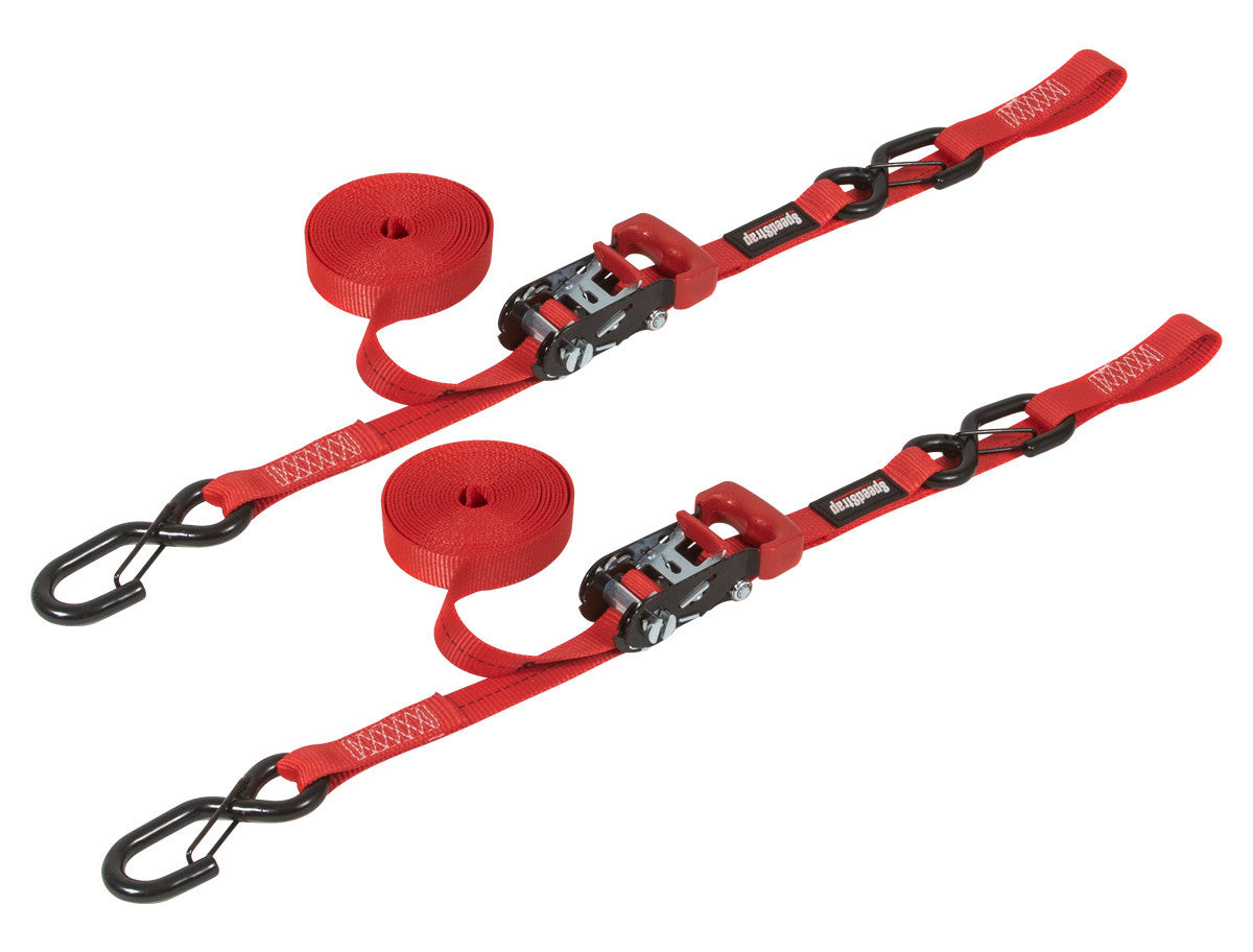Ratchet 1 in. x 15 ft. Tie Down w/ Snap 'S' Hooks and Soft Tie Front View