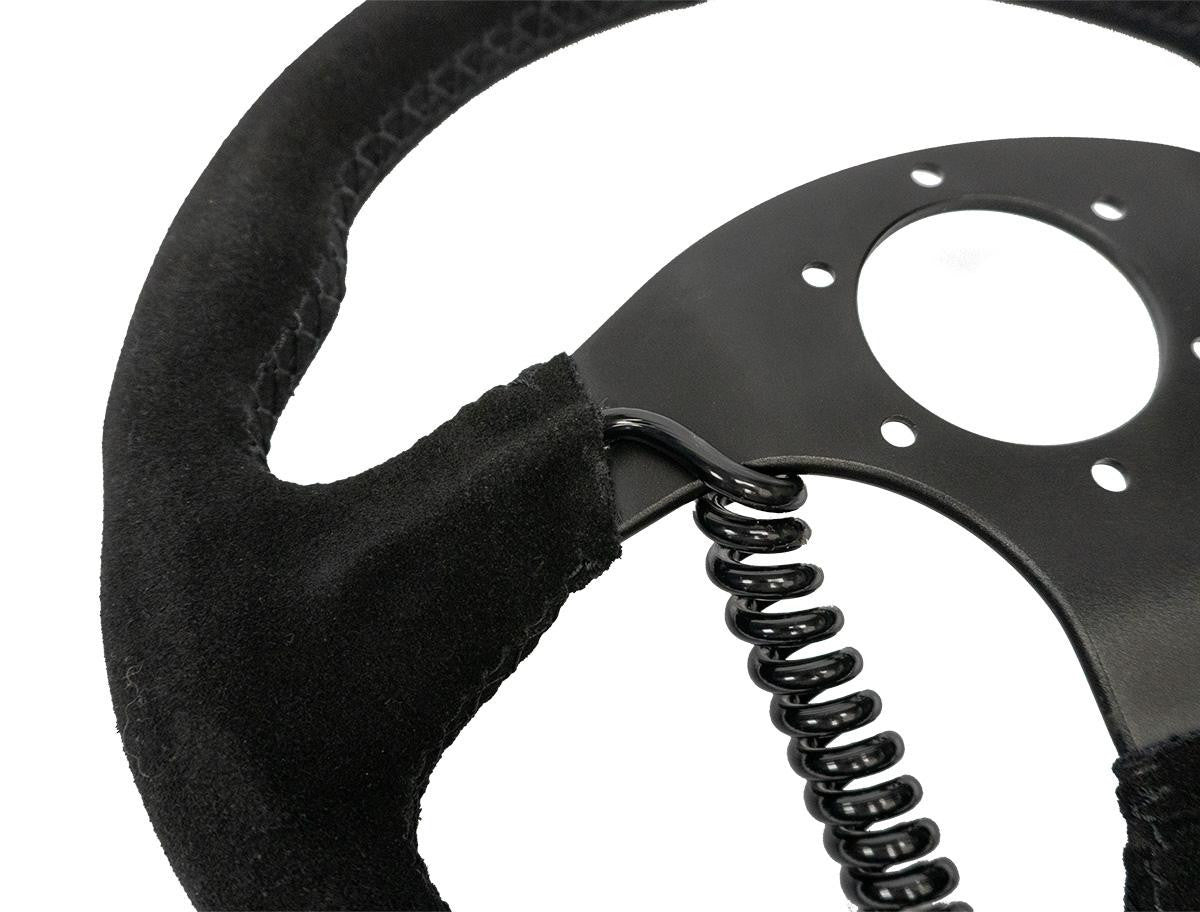 PRP Heated Comp-R Suede Steering Wheel, Black Front View