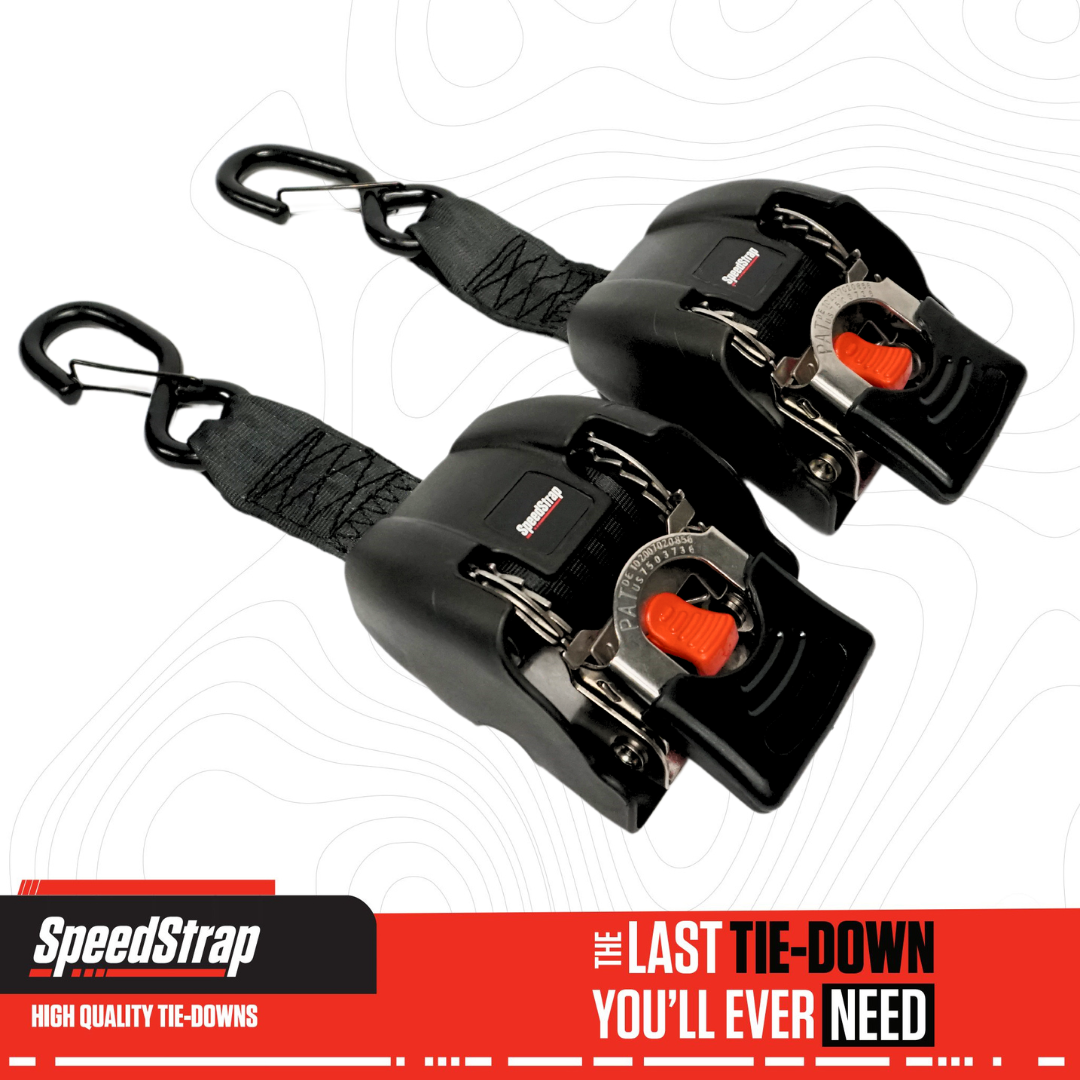 2” x 43” Stainless Steel Retractable Marine Transom Tie-Down Straps with Snap S-Hooks (2 Pack) Front View