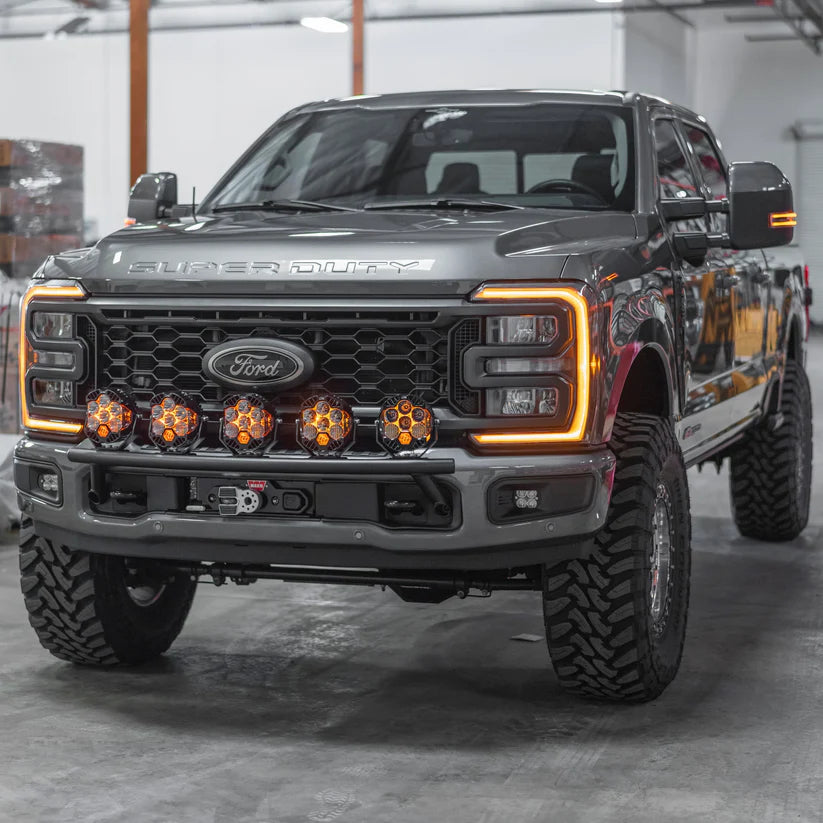 2017-2024 Ford Super Duty Light Mount "The Classic" Trophy Truck Style for 5 Round Lights Front View