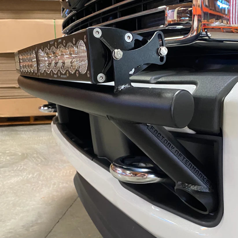 2017-2024 Ford Super Duty Light Mount "Low Pro" Series for 40" Baja Designs OnX6 Arc Light Bar Front View