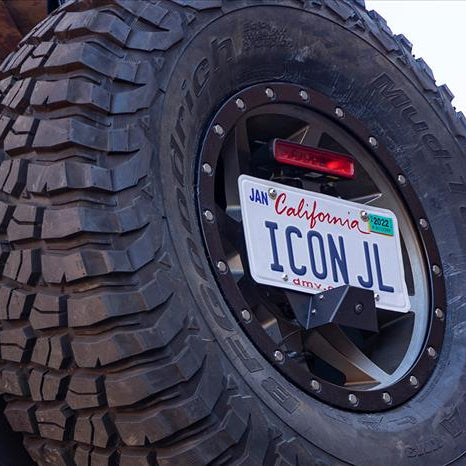 ICON Impact Armor 2018-Up Jeep Wrangler JL License Plate Relocation Kit Front View
