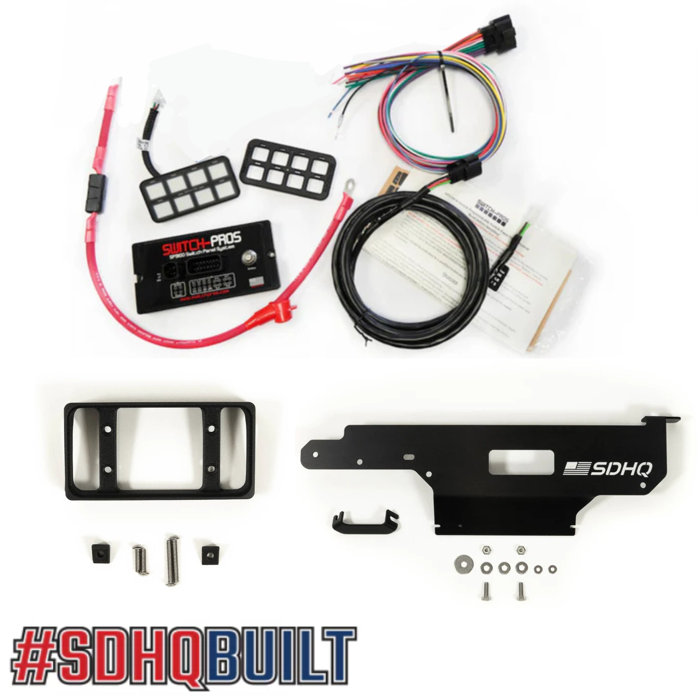 '21-24 RAPTOR COMPLETE SWITCH PROS SP9100 KIT - FLOW THROUGH CENTER CONSOLE KEYPAD MOUNT DISPLAY OF INCLUDED COMPONENTS