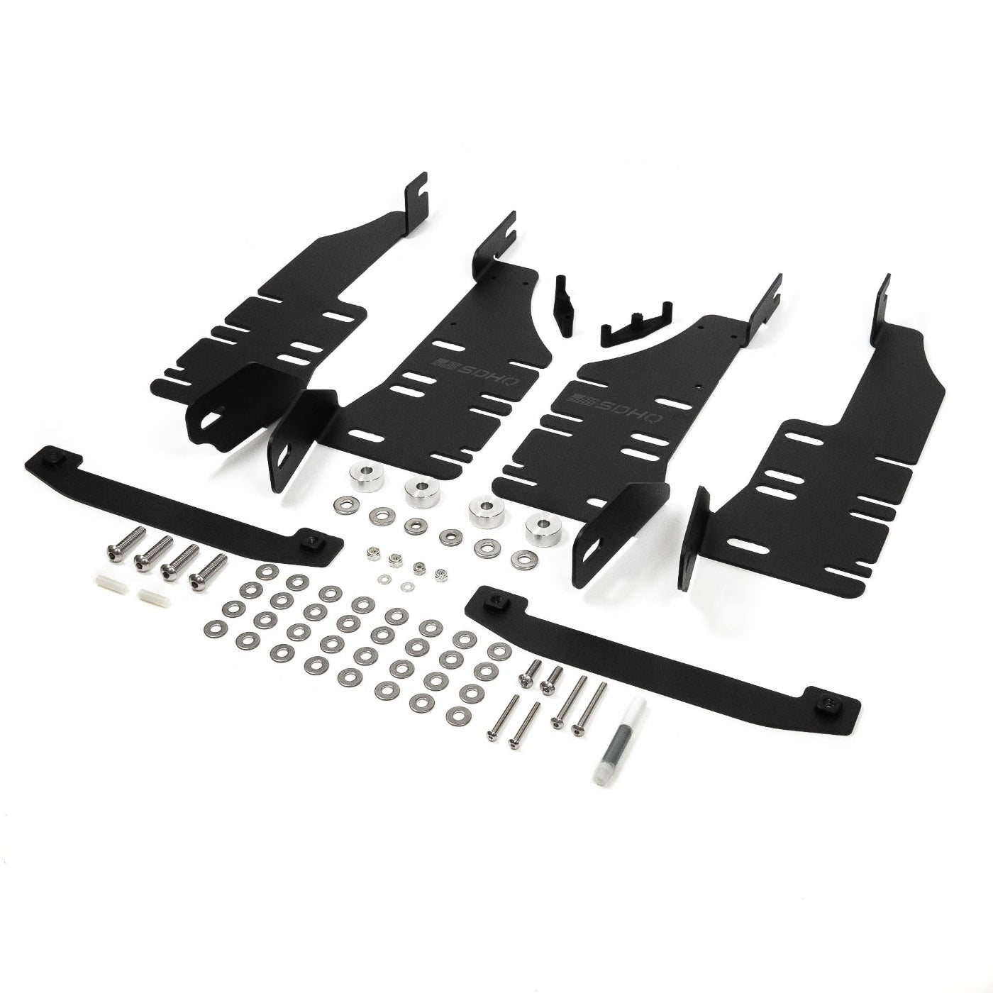 '19-25 Ram 1500 SDHQ Built "Build your Own" Behind the Grille LED Light Bar Mount display of included parts and hardware