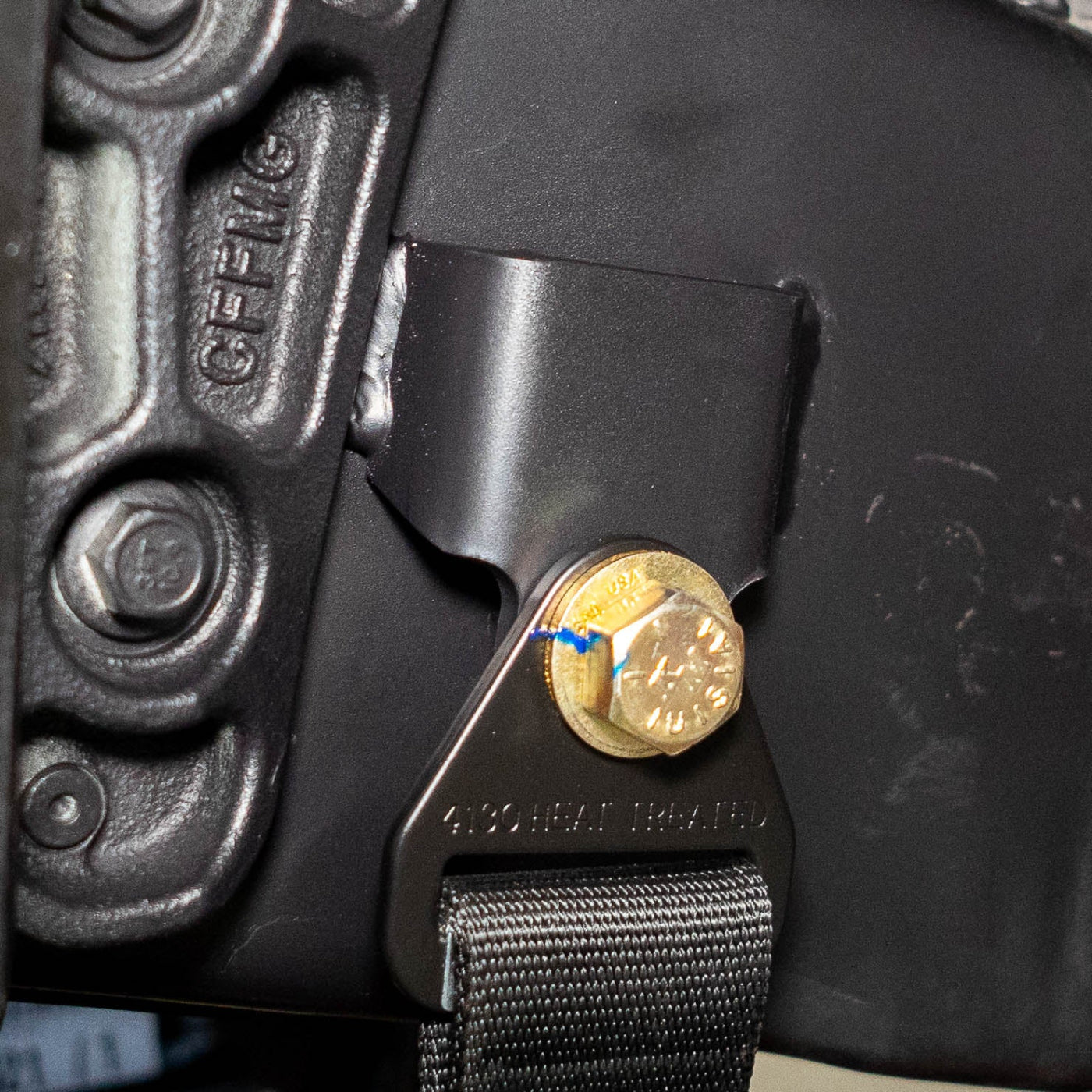 SDHQ Built Fabricated Weld-on Straight Limit Strap Tab installed