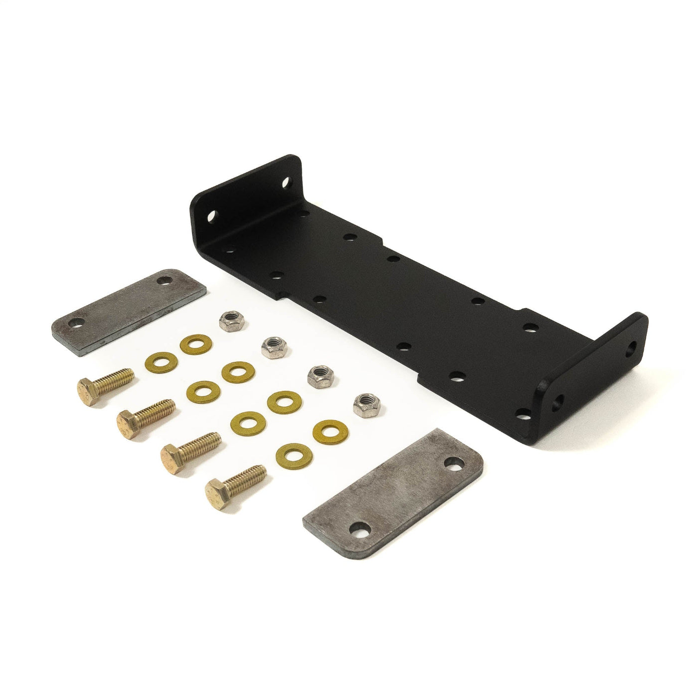 SDHQ Built Universal Weld on ARB Compressor Mount display of included parts and hardware