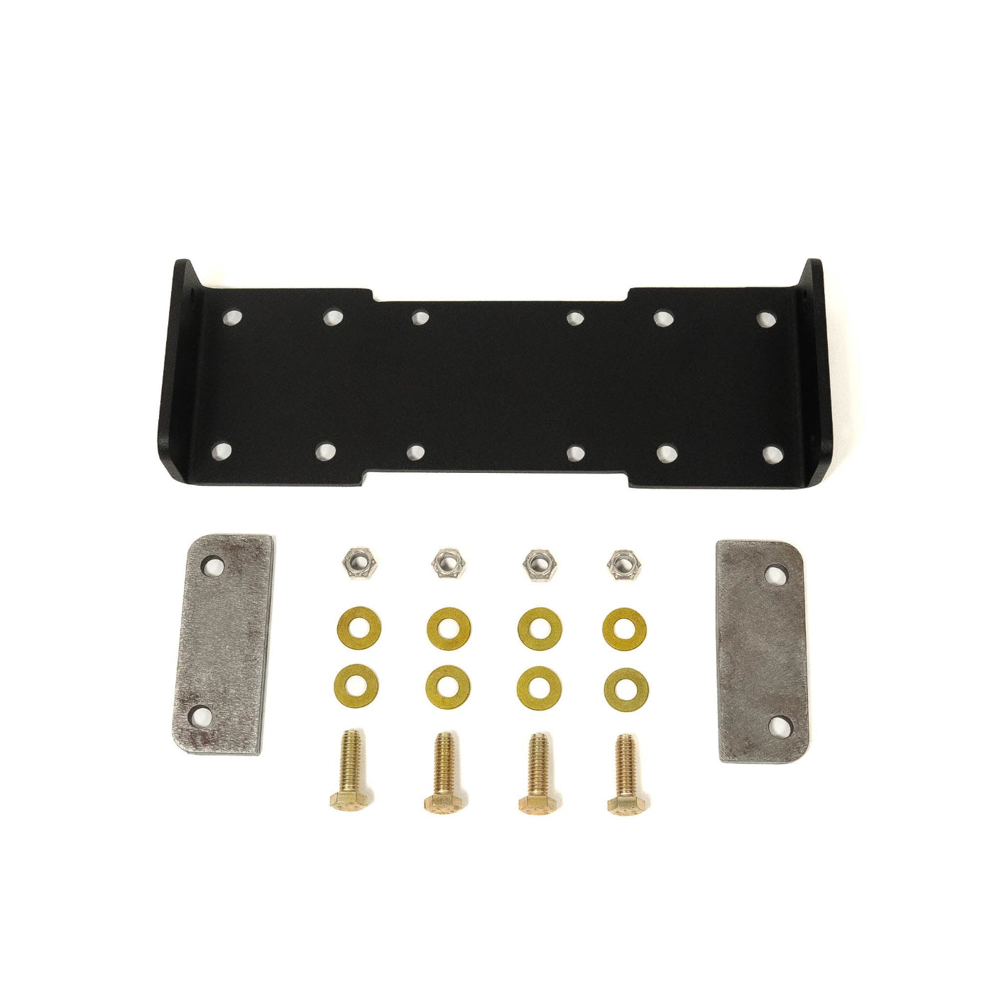 SDHQ Built Universal Weld on ARB Compressor Mount display of included parts and hardware