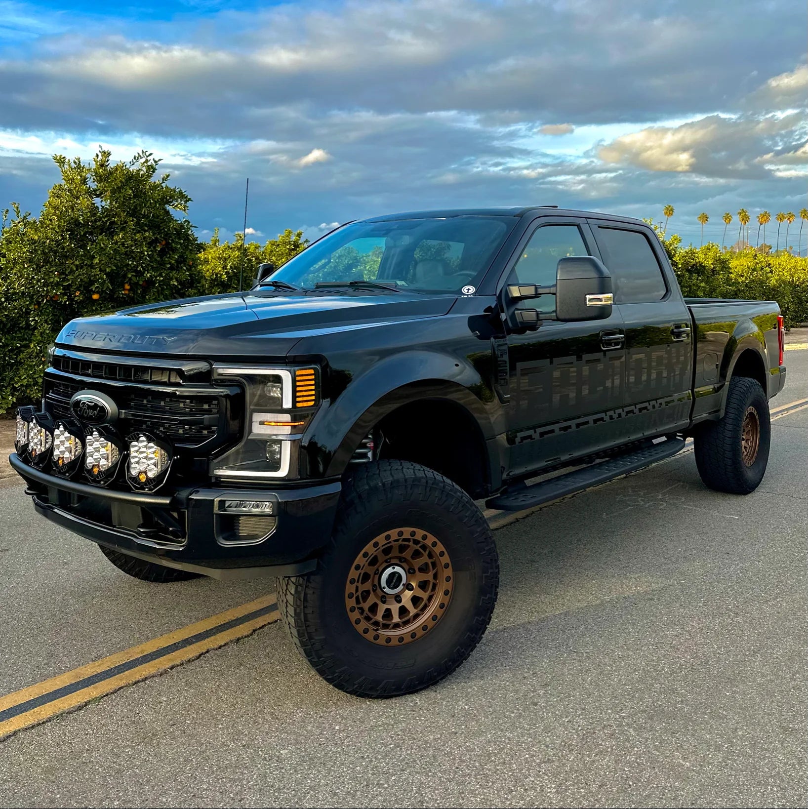 2017-2024 Ford Super Duty Light Mount "The Classic" Trophy Truck Style for 5 Round Lights Front View