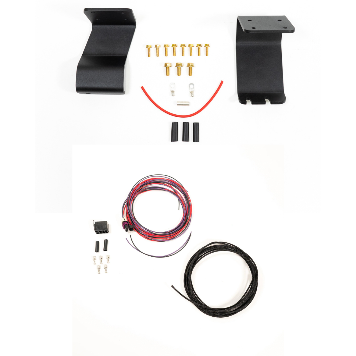 SDHQ Built '23-25 Sequoia ARB Twin Compressor Mounting Kit display of included parts and hardware