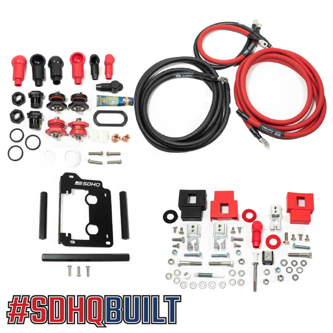 2023-2025 Toyota Sequoia SDHQ Built Under Hood Power Solution Kit display of included parts and hardware