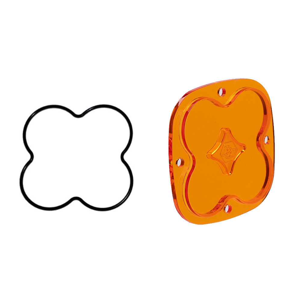 Baja Designs Factory Amber Replacement Lens Kit Squadron Spot Display of Included Parts