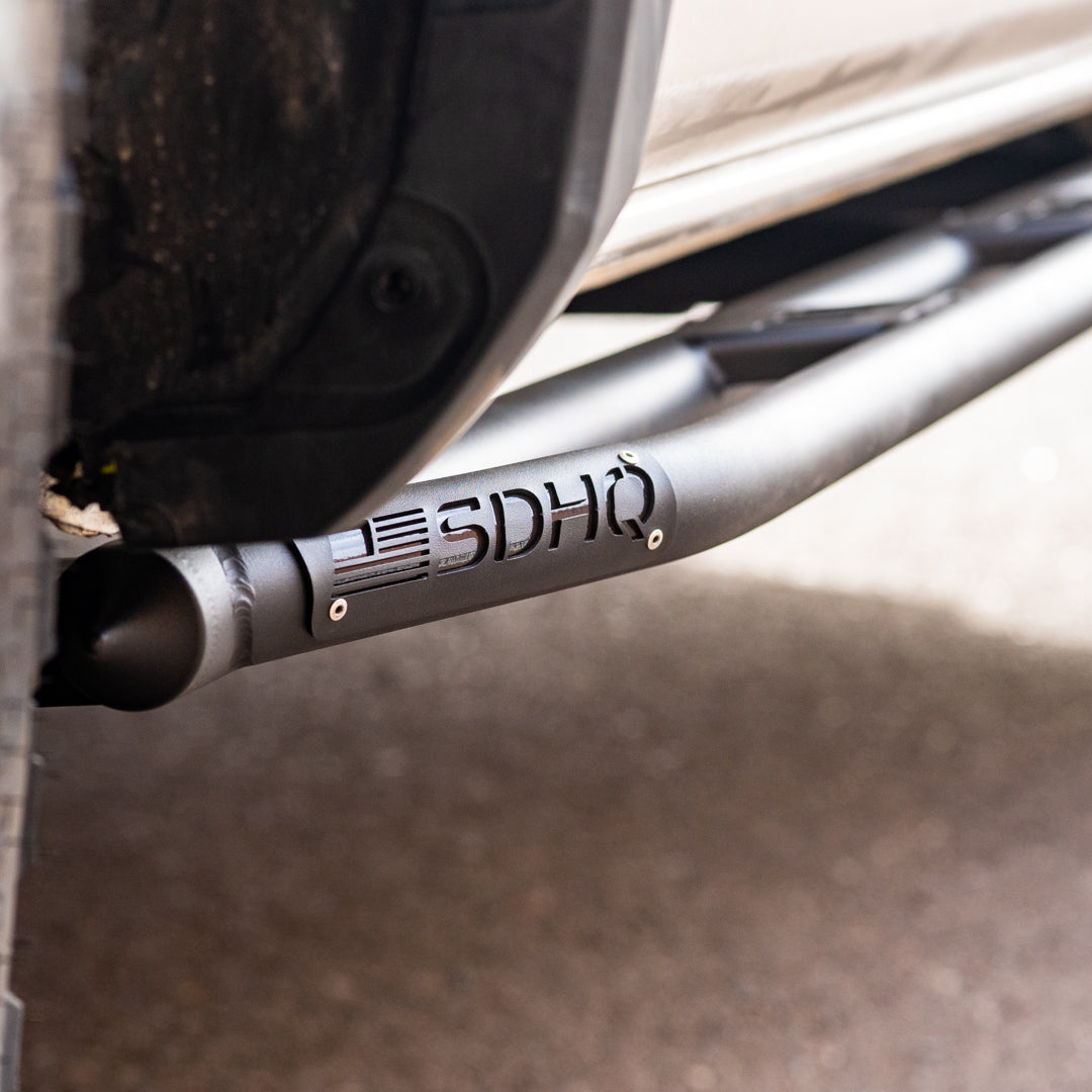 '16-23 Toyota Tacoma Long Bed SDHQ Built Rock Sliders close-up