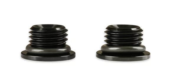 Earl's -6 AN Port Plug w/ O-Ring Seal, Black Anodized Aluminum - 2 pieces Front View Black