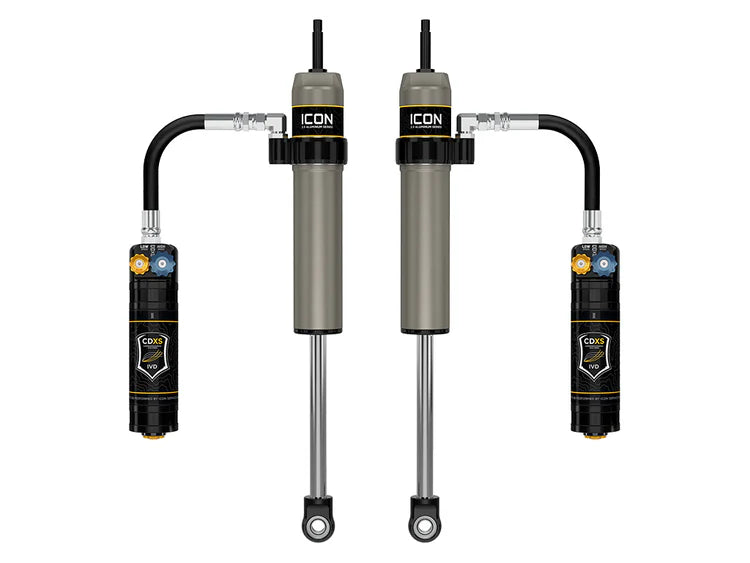 ICON 2005-2023 Toyota Tacoma, 0-1.5” Lift, Rear, V.S. 2.5 Aluminum Series Shock Absorbers, Remote Reservoir w/ CDXS, Pair