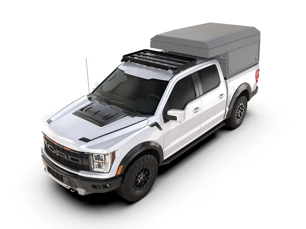 Ford F-150 Super Crew (2009-Current)Cab Over Camper Slimline II Roof Rack Kit / Low Profile Front View